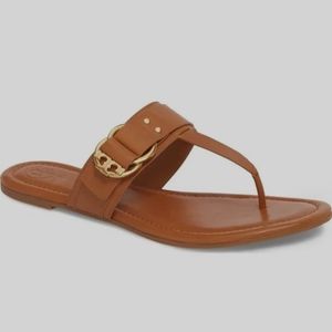 Tory Burch MARSDEN Flat Thong Sandal Tan Brown Leather women’s Sz 10  WORN ONCE